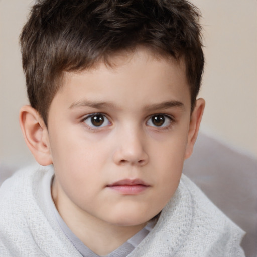 Neutral white child male with short  brown hair and brown eyes