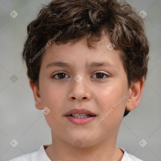 Neutral white child male with short  brown hair and brown eyes