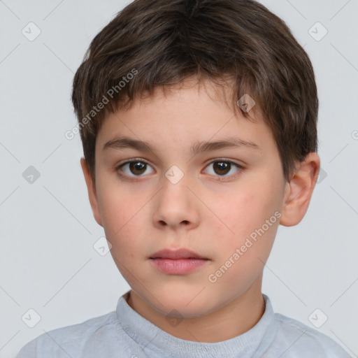 Neutral white child male with short  brown hair and brown eyes