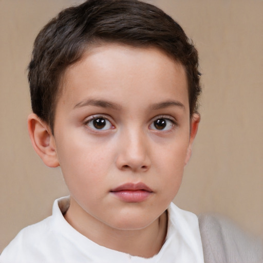 Neutral white child female with short  brown hair and brown eyes