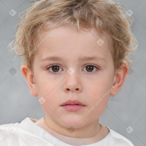 Neutral white child male with short  brown hair and brown eyes