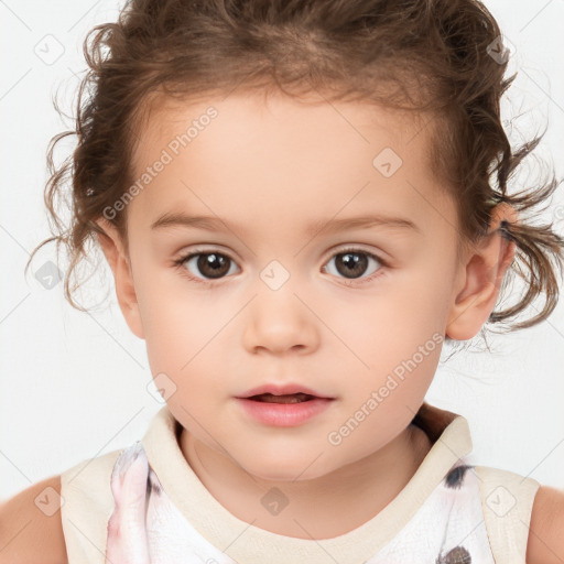 Neutral white child female with medium  brown hair and brown eyes