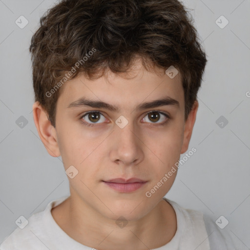 Neutral white child male with short  brown hair and brown eyes