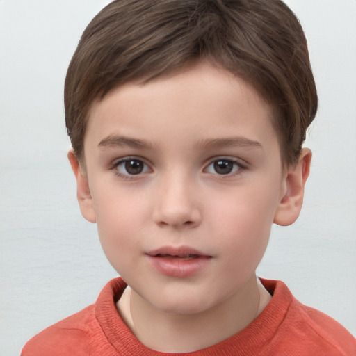 Neutral white child female with short  brown hair and brown eyes