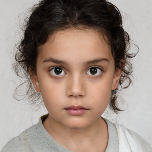 Neutral white child female with medium  brown hair and brown eyes