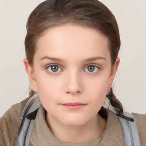 Neutral white child female with short  brown hair and brown eyes