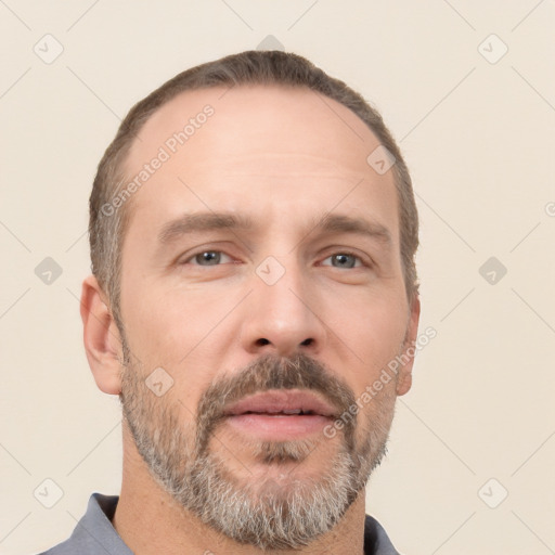 Neutral white adult male with short  brown hair and brown eyes