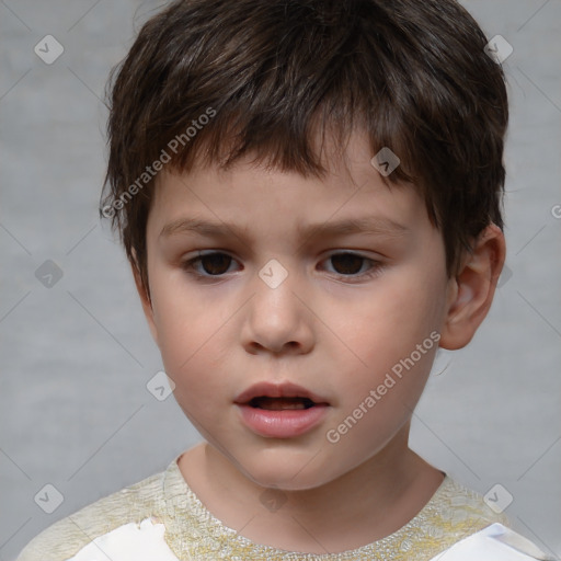 Neutral white child male with short  brown hair and brown eyes