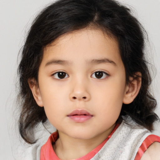 Neutral asian child female with medium  brown hair and brown eyes