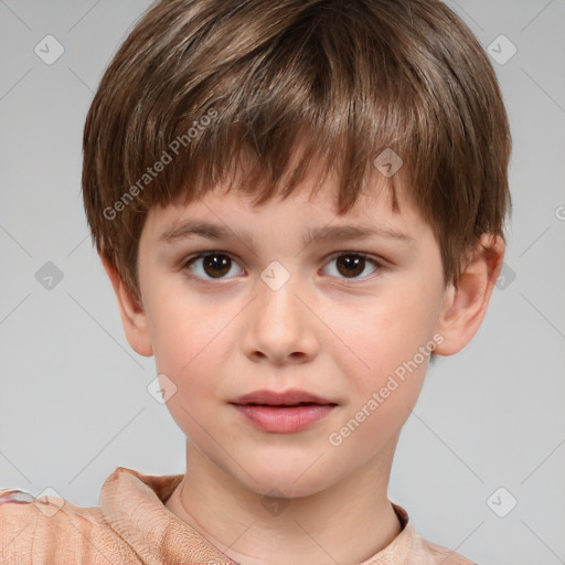 Neutral white child male with short  brown hair and brown eyes