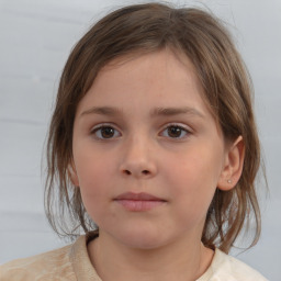 Neutral white child female with medium  brown hair and brown eyes