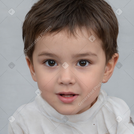 Neutral white child male with short  brown hair and brown eyes