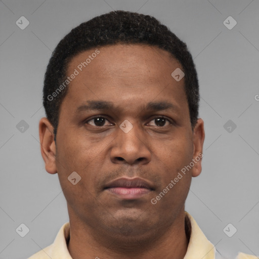 Neutral latino young-adult male with short  brown hair and brown eyes