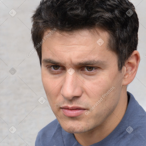 Neutral white adult male with short  brown hair and brown eyes