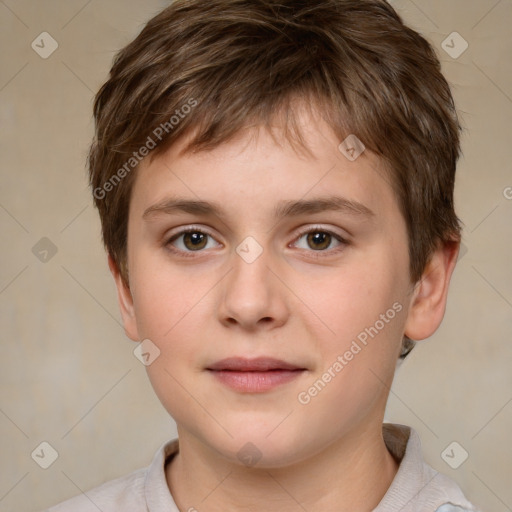 Neutral white child male with short  brown hair and brown eyes