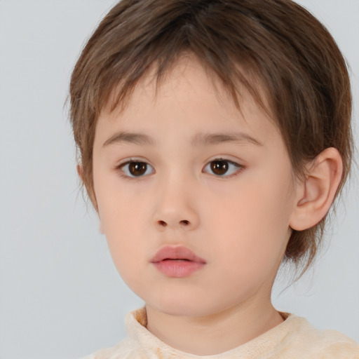 Neutral white child female with medium  brown hair and brown eyes