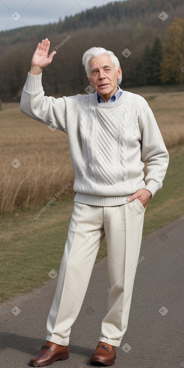 Canadian elderly male with  white hair