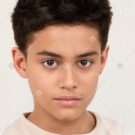 Neutral white child male with short  brown hair and brown eyes