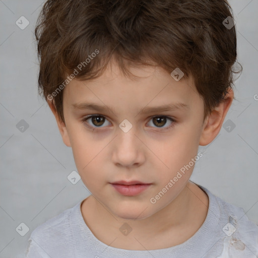 Neutral white child male with short  brown hair and brown eyes