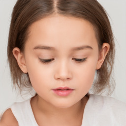 Neutral white child female with medium  brown hair and brown eyes