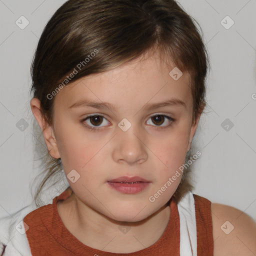 Neutral white child female with medium  brown hair and brown eyes