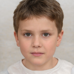 Neutral white child male with short  brown hair and brown eyes