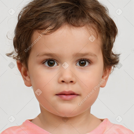 Neutral white child male with short  brown hair and brown eyes