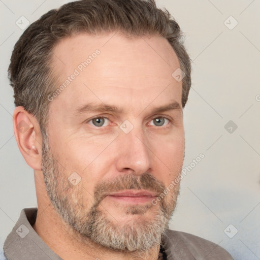 Neutral white adult male with short  brown hair and brown eyes