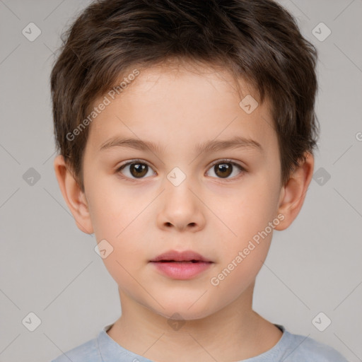 Neutral white child male with short  brown hair and brown eyes