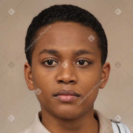 Neutral latino young-adult male with short  brown hair and brown eyes