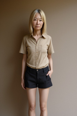 Japanese 45 years female with  blonde hair