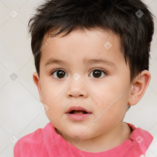 Neutral white child male with short  brown hair and brown eyes