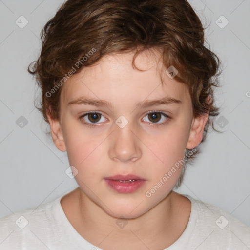 Neutral white child female with medium  brown hair and brown eyes