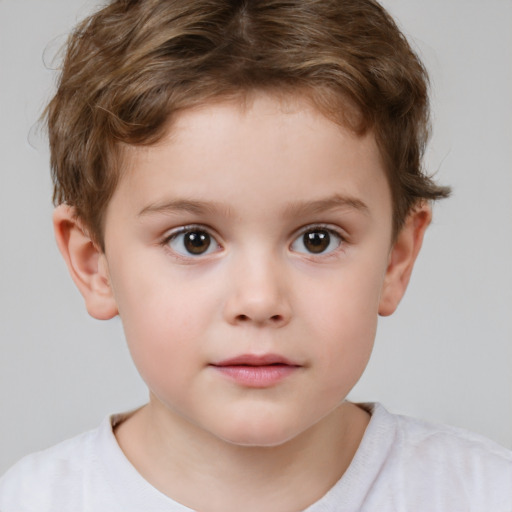 Neutral white child male with short  brown hair and brown eyes