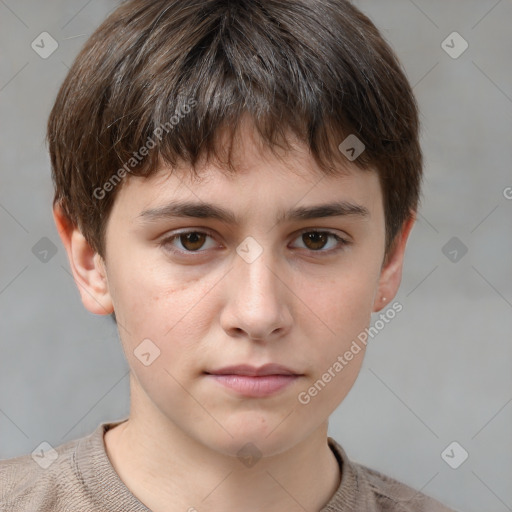 Neutral white young-adult male with short  brown hair and grey eyes