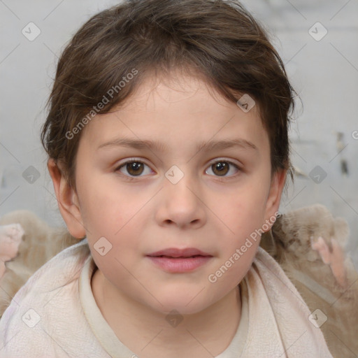 Neutral white child female with medium  brown hair and brown eyes