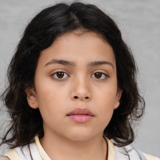 Neutral asian child female with medium  brown hair and brown eyes