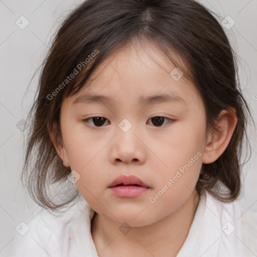 Neutral white child female with medium  brown hair and brown eyes