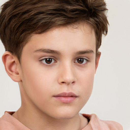 Neutral white child male with short  brown hair and brown eyes