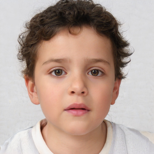 Neutral white child male with short  brown hair and brown eyes