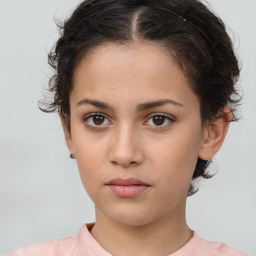 Neutral white young-adult female with short  brown hair and brown eyes