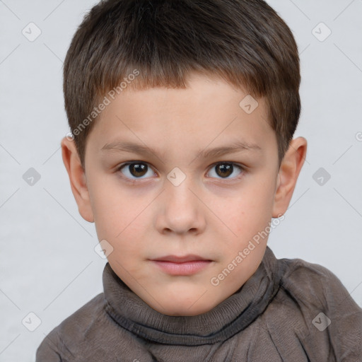 Neutral white child male with short  brown hair and brown eyes