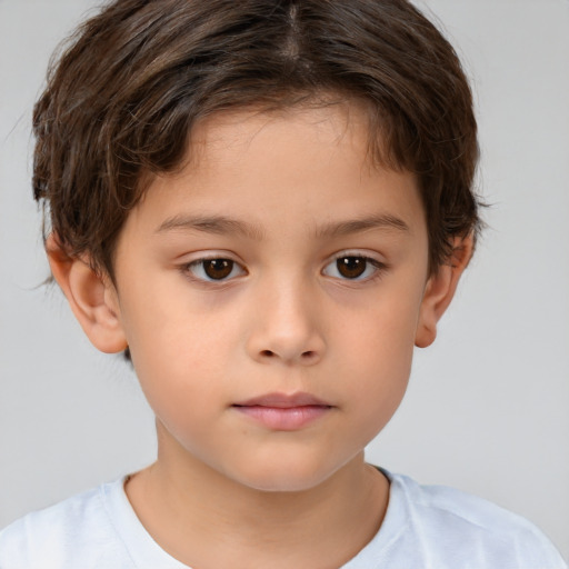 Neutral white child female with short  brown hair and brown eyes