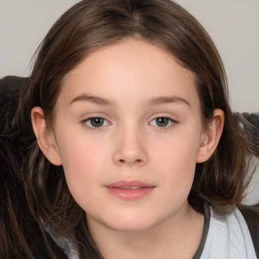 Neutral white child female with medium  brown hair and brown eyes