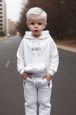 Caucasian infant boy with  white hair