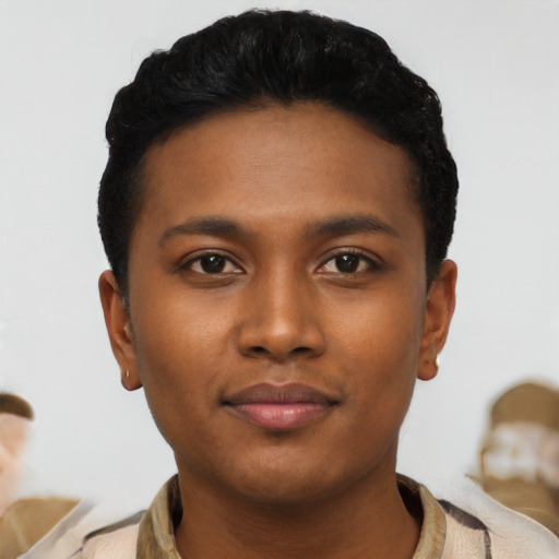 Neutral latino young-adult male with short  brown hair and brown eyes