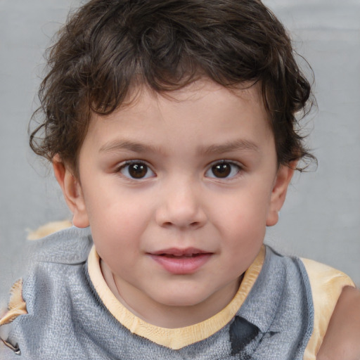 Neutral white child male with short  brown hair and brown eyes