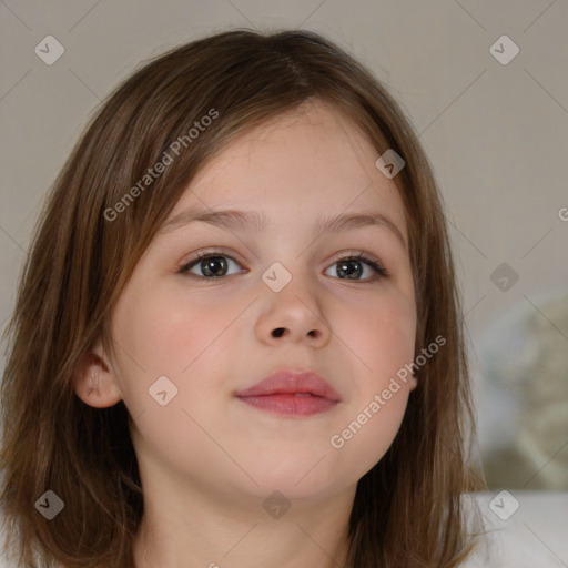 Neutral white child female with medium  brown hair and brown eyes