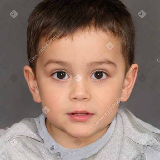 Neutral white child male with short  brown hair and brown eyes