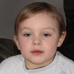 Neutral white child female with short  brown hair and brown eyes